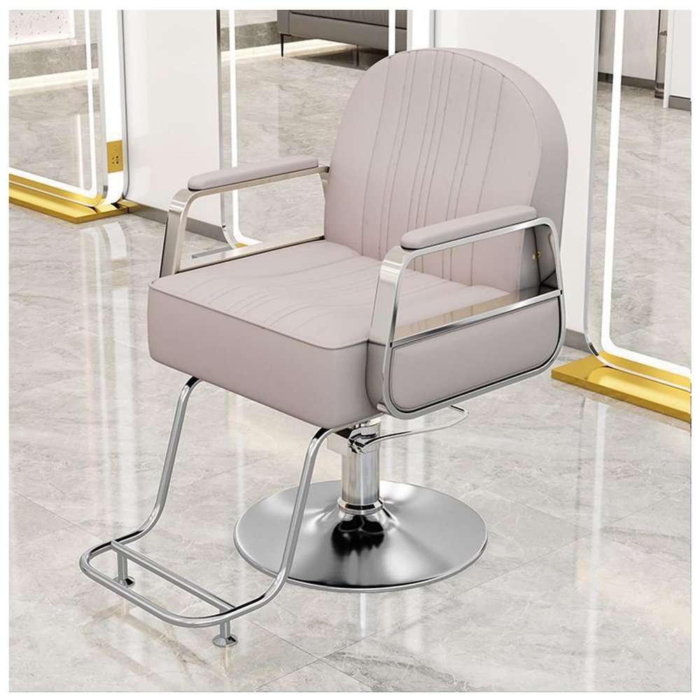 Barber Chair for Hair Stylist, Height Adjustable Hydraulic Hair Salon Chair, 360 Degrees Rotation, Multi-Function Shampoo Chair for Salon,Light Gray,B