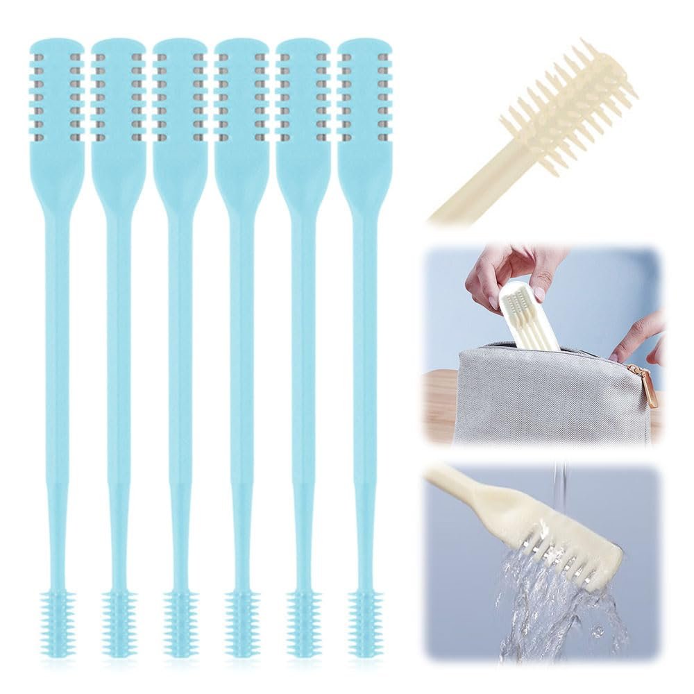 Nose Hair Trimmer for Men & Women, 2025 Upgraded 2-in-1 Nasal Hair Cutterk, Manual Double Sided Nose Hair Removal Grooming Tool Travel Essential (Blue, 6 Pcs)