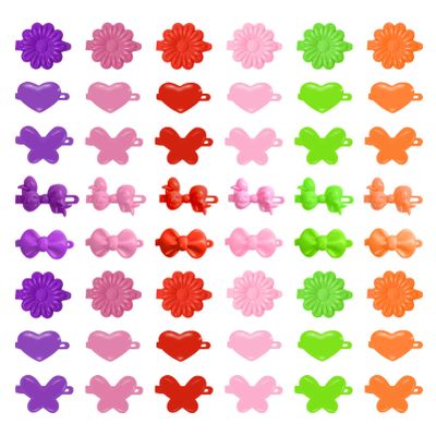 100 Pieces Self Hinge Plastic Hair Barrettes,80s 90s Cartoon Design Hair Clip,Cute Multi-coloured Hair Barrettes for Toddler Girls