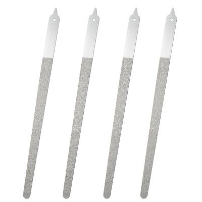 4 Pack Diamond Deb Nail File - Double Sided Stainless Steel Metal Nail Filer for Natural Nails - Professional Manicure Pedicure Tool with Sharp Tip for Women Men (6 Inch)