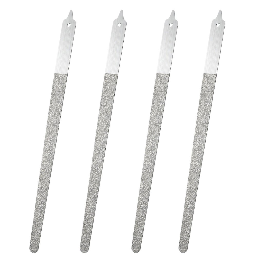 4 Pack Diamond Deb Nail File - Double Sided Stainless Steel Metal Nail Filer for Natural Nails - Professional Manicure Pedicure Tool with Sharp Tip for Women Men (6 Inch)