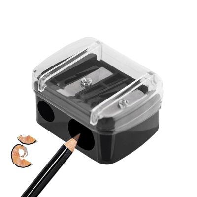 12 Pack Dual Hole Cosmetic Pencil Sharpener for Lipliner Eyeliner and Eyebrow Pencils (Black)
