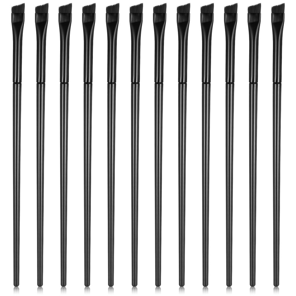 12 Pieces Angled Eyeliner Brush Eyebrow Flat Brushes Makeup Tip Thin Slanted Brush for Women Salon Beauty Cosmetic Makeup Tool