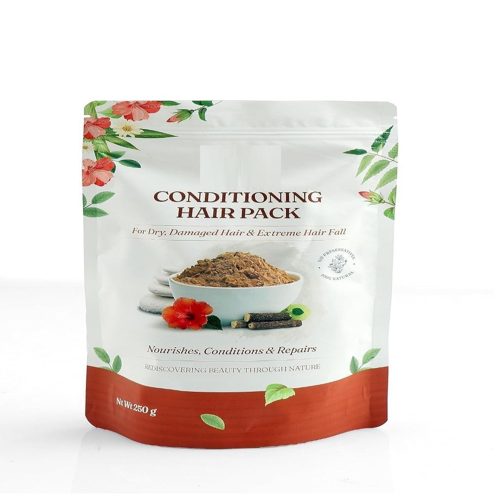 100% Organic Conditioning Hair Pack Powder for Dry, Damaged, and Color-Treated & extreme hair fall (250 G)