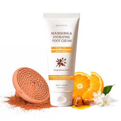 Argaviva Foot Care Bundle  Natural Terracotta Pumice Stone & Nourishing Argan Oil Foot Cream for Smooth, Hydrated, Callus-Free Feet