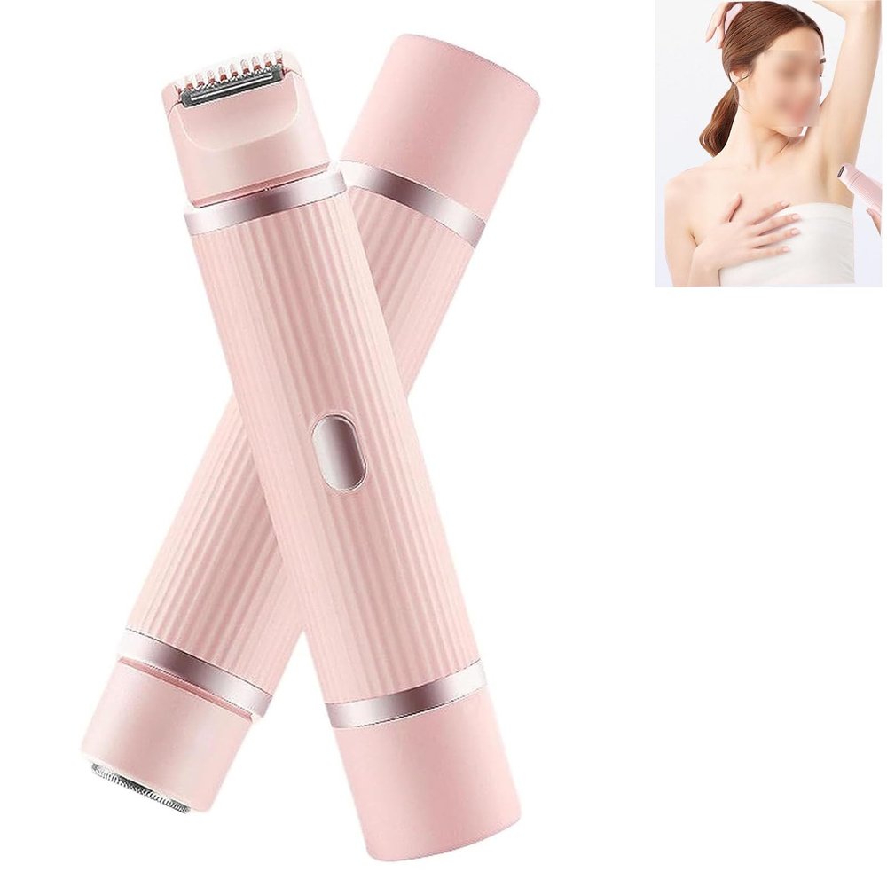 cdpdmai Women's Double Head Shaver Private Hair Trimmer Bikini Trimmer Women, Lady Shavers for Women Pubic Hair,2-in-1 Electric Shaver,for Mustache Beard Arms Armpits Legs(Color:Pink)