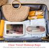 2-Pack Transparent Makeup Bags, Waterproof Cosmetic Organizers For Toiletries, Leather Brush Cases With Clear Windows view 3