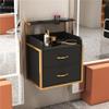 DHXIAMZ Wall-Mounted Salon Cabinet Stylish Barber Station Storage with 2 Drawers & Hair Dryer Stand Perfect for Beauty Shops & Stylists (Gold Frame B)