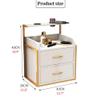 DHXIAMZ Wall-Mounted Salon Cabinet Stylish Barber Station Storage with 2 Drawers & Hair Dryer Stand Perfect for Beauty Shops & Stylists (Gold Frame B) view 2