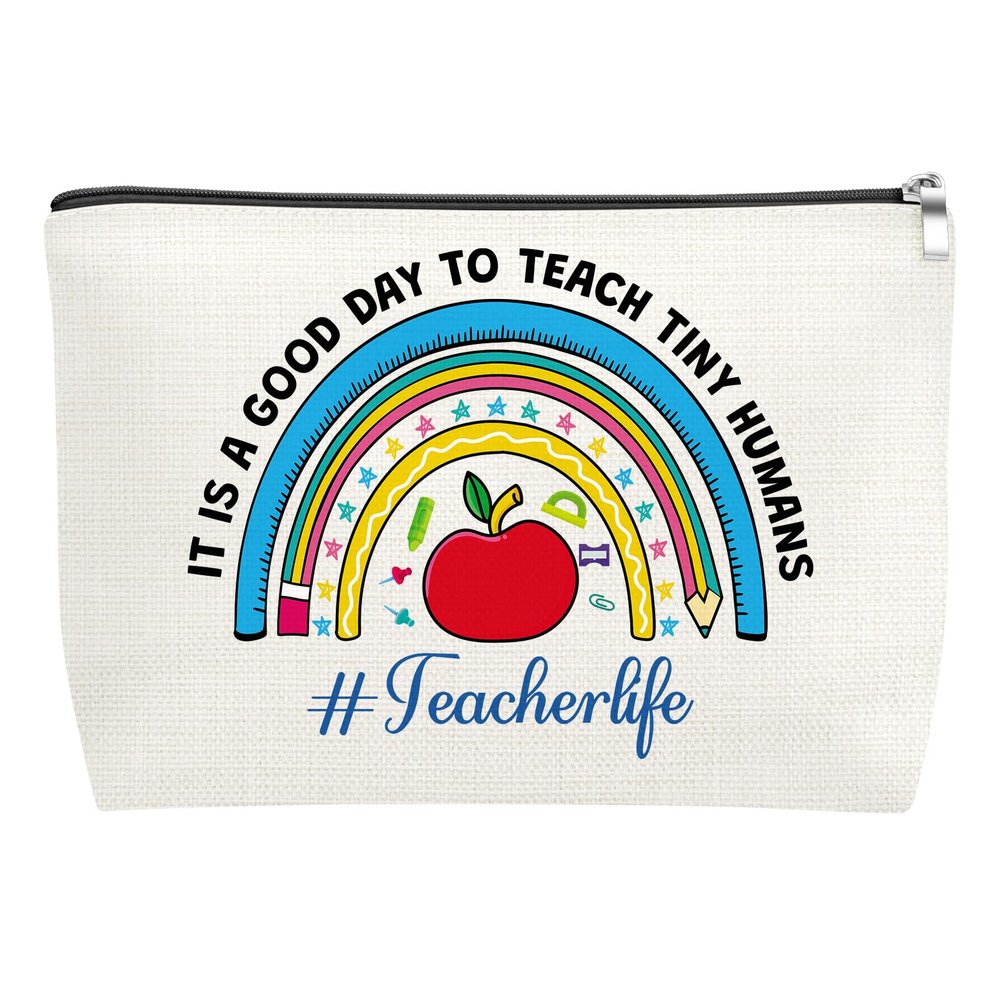 Mxrymvu Teachers Gifts for Women Makeup Bag Teacher Appreciation Gifts for Female Cosmetic Bag Teacher Graduation Gift for Teacher's Day Birthday Christmas Thanksgiving Retirement