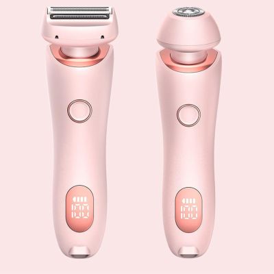 2-in-1 Electric Lady Shaver & Bikini Trimmer, Lady Shavers for Women Rechargeable, Rechargeable Hair Remover for Women, Dual-Head, Skin-Friendly Razor for Arms, Legs, Underarms & Sensitive(Color:Pink)