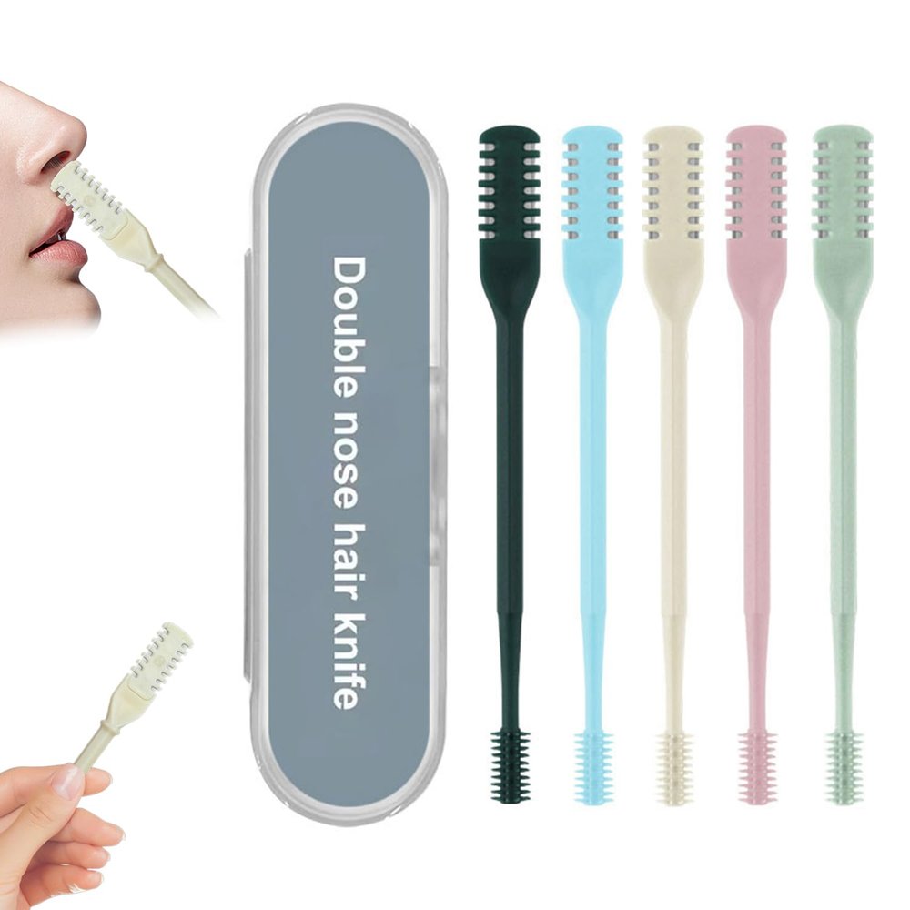 2-in-1 Nose Hair Trimmer for Women Men, 2025 Upgraded Double Sided Nasal Hair Cutter, Manual Nose Hair Removal Grooming Tool Travel Essential Halloween Christmas Gifts (5 Pcs)