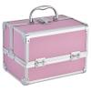 NIDONE Makeup Box with Mirror 7x7x9 in 3-Layer Portable Extendable Makeup Case Organizer with Lock Protective Make up Storage for Travel Cosmetologist view 1