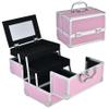 NIDONE Makeup Box with Mirror 7x7x9 in 3-Layer Portable Extendable Makeup Case Organizer with Lock Protective Make up Storage for Travel Cosmetologist view 2