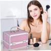 NIDONE Makeup Box with Mirror 7x7x9 in 3-Layer Portable Extendable Makeup Case Organizer with Lock Protective Make up Storage for Travel Cosmetologist view 3