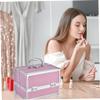 NIDONE Makeup Box with Mirror 7x7x9 in 3-Layer Portable Extendable Makeup Case Organizer with Lock Protective Make up Storage for Travel Cosmetologist view 4