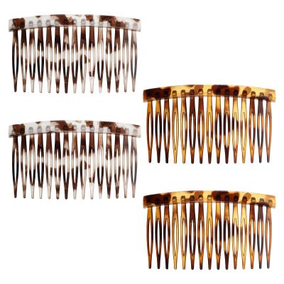 4 Pcs French Hair Side Comb Small French Side Hair Comb Clips Twist Hairs Styling Accessories Women's Bun Strong Hold Clips for Women Bun Decorative Styling Accessories(Tortoise Shell Leopard)