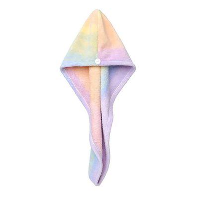 MDHCOP Microfiber Hair Towel, Shower Hair Drying Hat Cap Wrap Towel Multicolor Quick Dry Turban(2 Pcs Pack)