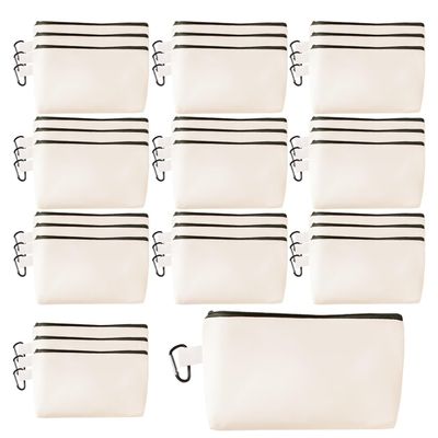 10Pcs Blank Cotton Canvas bag Sublimation Ready Canvas Makeup Bags Bulk DIY Blank Zipper Pouch for Cosmetic, Coin Purse, Pencil Case & Travel Organizer (30, Beige)