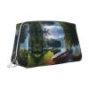 JIKOLPMUNY Lake With Boats Canoes Park Leather Portable Cosmetic Bag Spacious Pvc Leather Travel Organizer With Full Print Design For Makeup, Toiletries Daily Essentials view 2