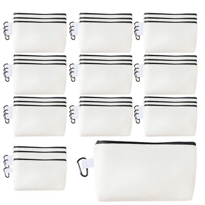 10Pcs Blank Cotton Canvas bag Sublimation Ready Canvas Makeup Bags Bulk DIY Blank Zipper Pouch for Cosmetic, Coin Purse, Pencil Case & Travel Organizer (30, White)