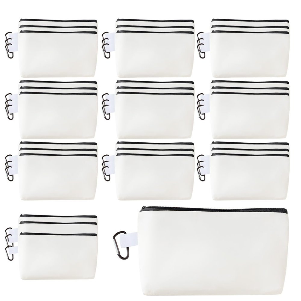 10Pcs Blank Cotton Canvas bag Sublimation Ready Canvas Makeup Bags Bulk DIY Blank Zipper Pouch for Cosmetic, Coin Purse, Pencil Case & Travel Organizer (30, White)