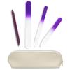 Alban Czech Glass Nail File Set with Manicure Stick & Vegan Leather Cosmetic Case (Purple Nail Files, Plum Manicure Stick & Cream Cosmetic Case) view 1