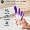 Alban Czech Glass Nail File Set with Manicure Stick & Vegan Leather Cosmetic Case (Purple Nail Files, Plum Manicure Stick & Cream Cosmetic Case) view 2
