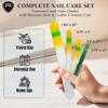 Alban Czech Glass Nail File Set with Manicure Stick & Vegan Leather Cosmetic Case (Yellow-Green Nail Files, Green Manicure Stick & Cream Cosmetic Case) view 2