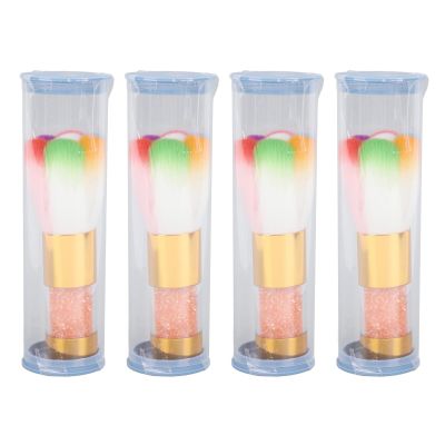 4pcs Manicure Duster Tool, Nail Art Powder Brushes, Rhinestone Colourful Soft Thickened Ergonomic Nail Dust Remover Brush with Storage Box for Makeup, Nail Powder