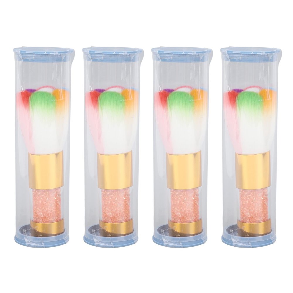 4pcs Manicure Duster Tool, Nail Art Powder Brushes, Rhinestone Colourful Soft Thickened Ergonomic Nail Dust Remover Brush with Storage Box for Makeup, Nail Powder