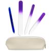 Alban Czech Glass Nail File Set with Manicure Stick & Vegan Leather Cosmetic Case (Purple Nail Files, Royal Manicure Stick & Cream Cosmetic Case) view 1