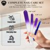 Alban Czech Glass Nail File Set with Manicure Stick & Vegan Leather Cosmetic Case (Purple Nail Files, Royal Manicure Stick & Cream Cosmetic Case) view 2