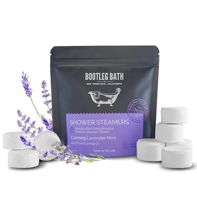 BOOTLEG BATH Shower Steamers Aromatherapy Lavender 8 Pack, 100% Pure Essential Oil, All Natural, for Men and Women, Made in USA