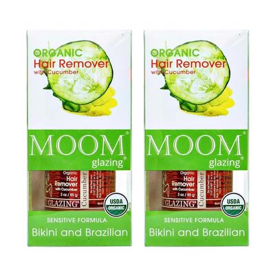 MOOM - Organic Sensitive Formula Hair Remover with Cucumber for Bikini and Brazalian - 3 oz (Pack of 2) - Made In Canada