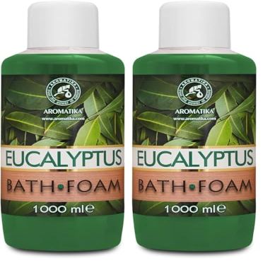 Bath Foam with Eucalyptus Essential Oil - 34 Fl Oz (1000ml) - Body Care - Good Sleep - Beauty - Bathing - Body Care - Wellness - Relax - Aromatherapy - Spa - Bubble Baths (Pack of 2)