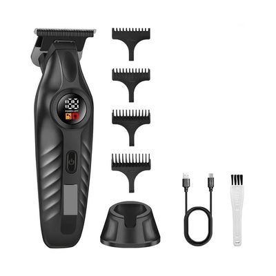 Electric Hair Trimmer Zero Gapped Edgers Clipper Cordless Rechargeable Finish Cutting Machine Men Beard 1-1743(Black)