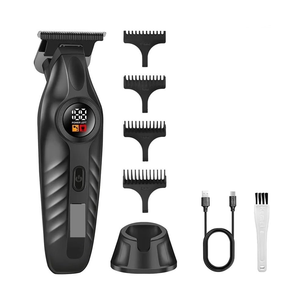 Electric Hair Trimmer Zero Gapped Edgers Clipper Cordless Rechargeable Finish Cutting Machine Men Beard 1-1743(Black)