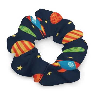 Aiyoolee Satin Hair Scrunchies Compatible with Cute Cartoon Dragon Galaxy Stars Planets Space Dinosaur Elastic Hair Bands & Ponytail Holder for Women