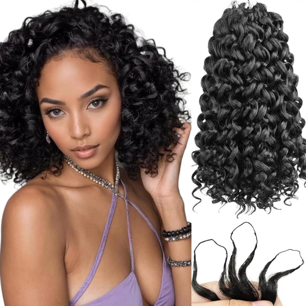 GoGo Curl Crochet Human Hair Knotless Pre-Separated Crochet Hair Extensions Human Hair Natural Black Feather Human Hair Extension 16inch (60g refill pack)
