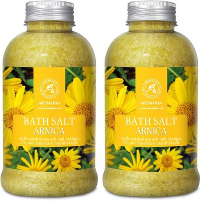 Arnica Bath Salts 21.16 Oz - 100% Natural Rosemary Orange and Fir Essential Oils - Sea Salt Arnica 600g - Best for Bath - Good Sleep - Relaxing - Body Care - Beauty (Pack of 2)