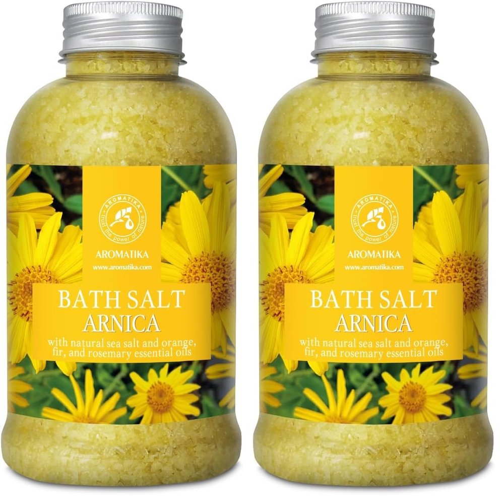 Arnica Bath Salts 21.16 Oz - 100% Natural Rosemary Orange and Fir Essential Oils - Sea Salt Arnica 600g - Best for Bath - Good Sleep - Relaxing - Body Care - Beauty (Pack of 2)