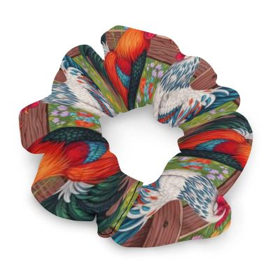 Aiyoolee Scrunchies for Women, Vintage Hair Ties & Elastic Hair Bands Compatible with Chicken Rooster Garden Sunflower Painting
