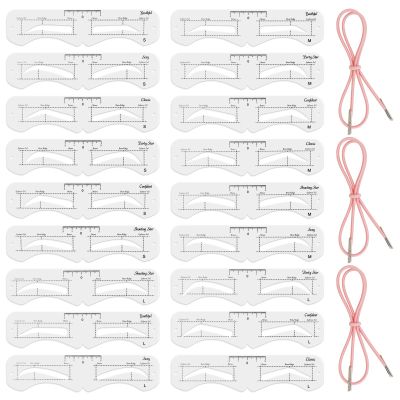 3Set Eyebrow Shaping Stencil, S/M/L Reusable Eyebrow Stencil Shaper Kit with Strap, Plastic Brow Stencil-brow Shaping Template Set for Beginner, Travel, Makeup Salons (Eyebrow Distance 2.0-3.5cm)