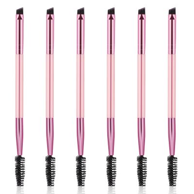 6 Pieces Dual-Ended Brow Brush, Eyebrow Brush, Angled Eye Brow and Spoolie Brushes, Shaping and Filling Eyebrows, Eyebrow Spoolie Brushes for Precise Brushing