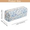 HHQQWZ Cute Floral Cotton Makeup Brush Cosmetic Bag for Women, Travel Quilted Zipper Make Up Bag, Flowers Toiletry Organizer Case Kawaii Makeup Cosmetic Travel Cloth Pouch (Blue+Big Red Floral) view 4