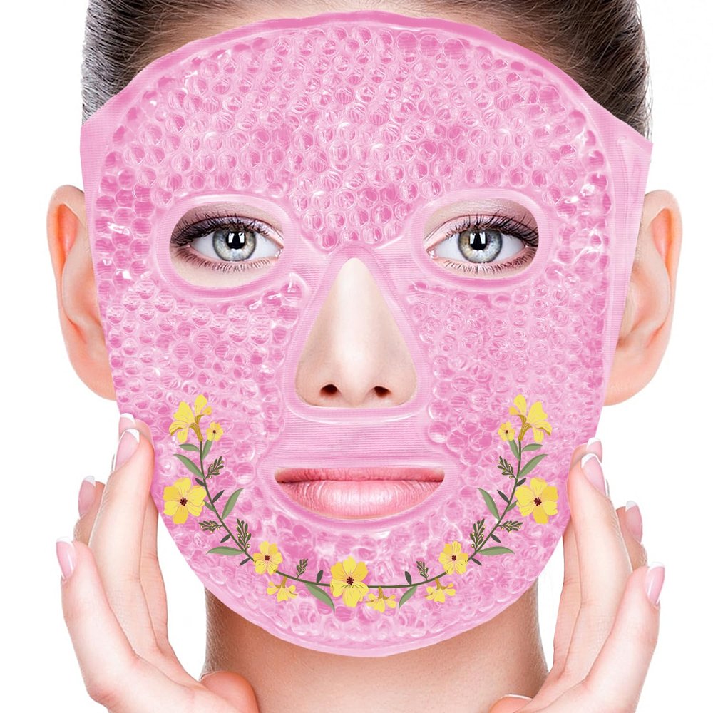 CONBELLA Cold Face Eye Masks Ice Face Mask Hot Cold Compress for Dark Circles, Puffiness, Migraines, Headache, Stress, Redness, Cooling Face Masks for Women Man, Skin Care