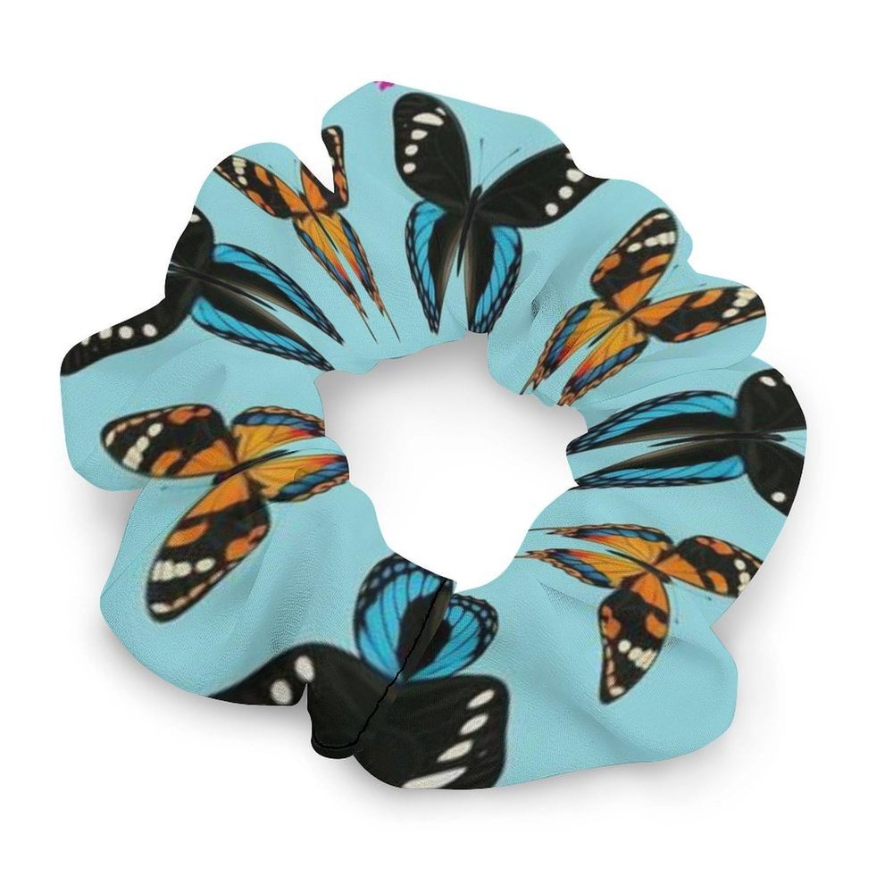 Aiyoolee Hair Scrunchies for Women, Soft Hair Ties & Elastic Bands Compatible with Gothic Black Butterflies Light Blue Butterfly for Thick Thin Curly Hair