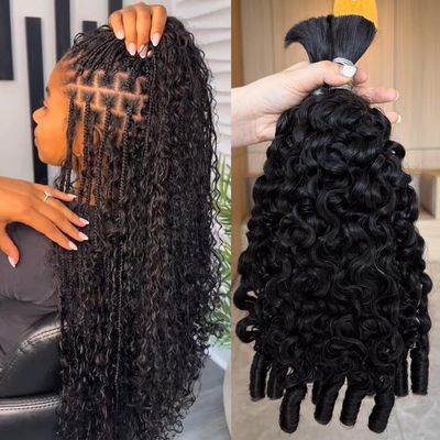Lemoda Human Braiding Hair for Boho Braids Burmese Curly Spiral Curly Ends Bulk for Daughter/Friend For Bohemian Knotless Braids 181818Inch 3Bundles 15A No Weft Extensions