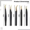 5 Piece Eyelash Extension Tweezers Set With Curved Tips, Stainless Steel Tools With Non-Slip Grip, Ideal For Home And Salon Use view 4